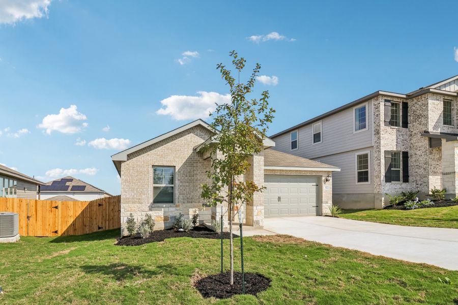 Front exterior of the Briscoe floorplan at a Meritage Homes community.