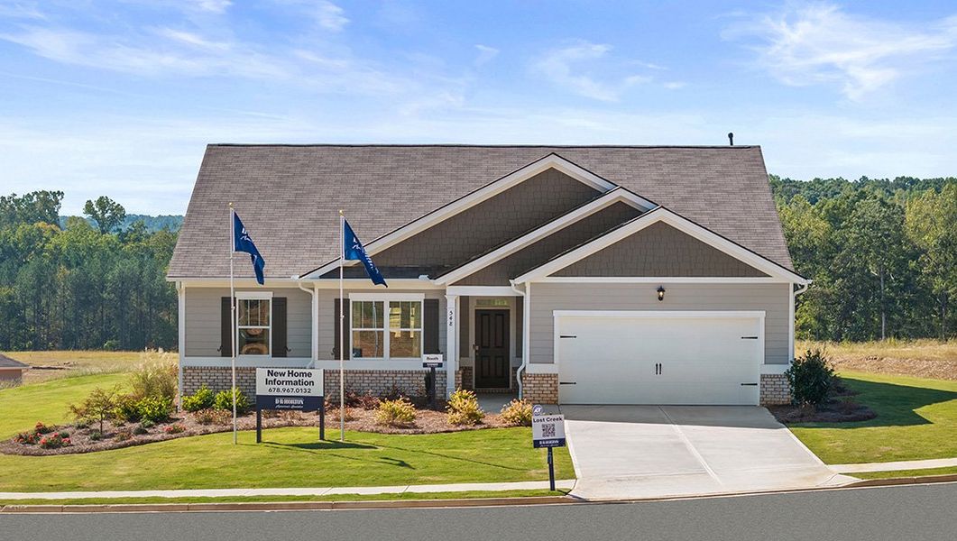 Representative exterior photo of a completed home built from the Booth by D.R. Horton in Lost Creek, Dallas, GA (Image 1).