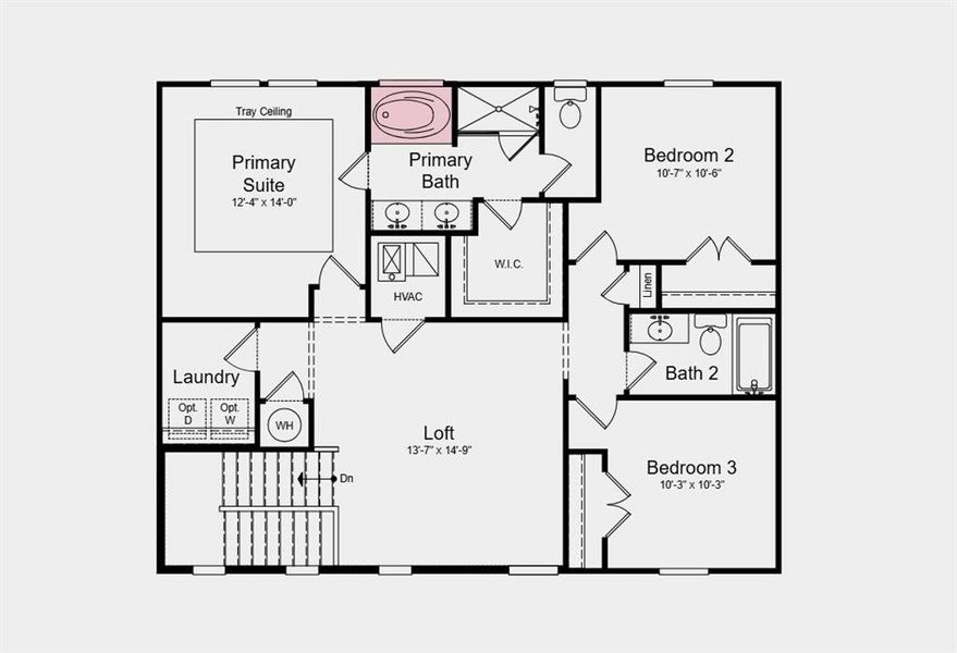 2D floor plan layout of this home in Weatherfield, Buford, GA (Image 3).
