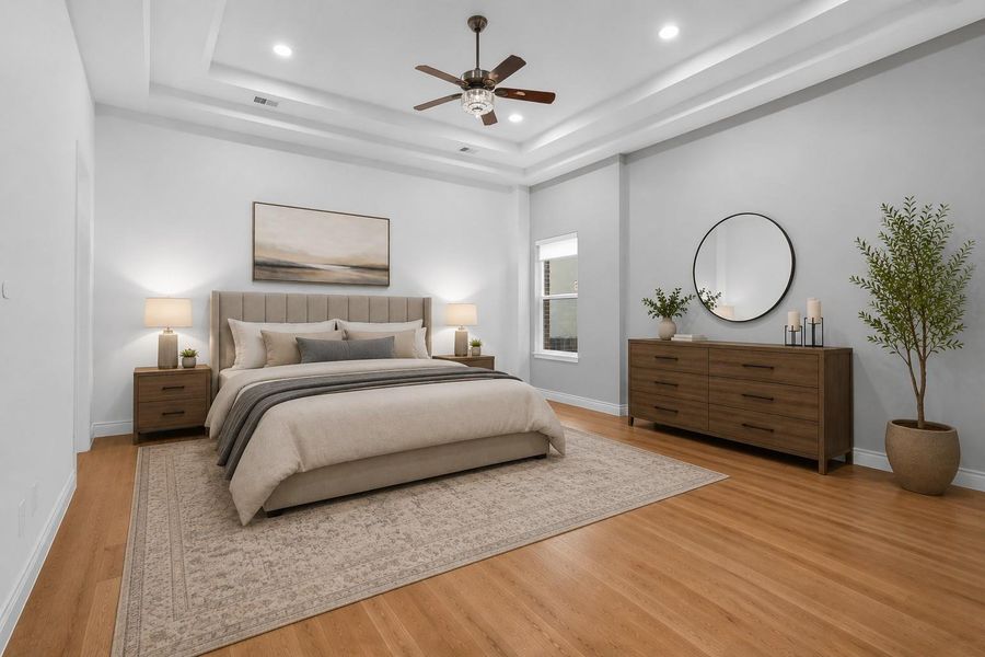 This is the second bedroom that has its own ensuite bathroom separated from the other bedrooms. Virtually Staged