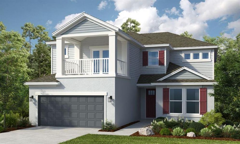 Front exterior of a new home in Indigo Creek, Apollo Beach, FL, highlighting curb appeal (Image 1). Front exterior of a new home in Indigo Creek, Apollo Beach, FL, highlighting curb appeal (Image 1).