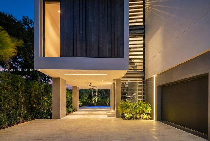 Exterior details and patio area of a home in , Miami Beach (Image 3). Exterior details and patio area of a home in , Miami Beach (Image 3).