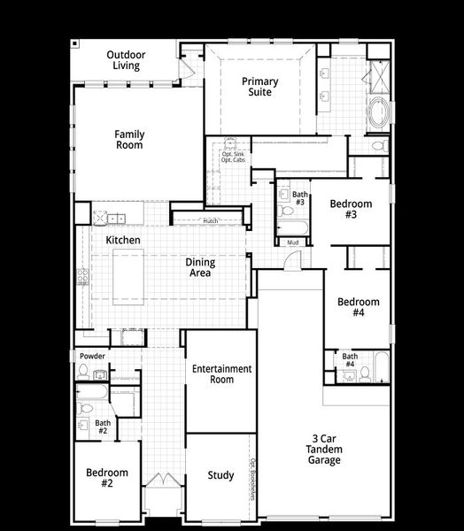 2D floor plan layout of this home in Sandbrock Ranch, Aubrey, TX (Image 4).