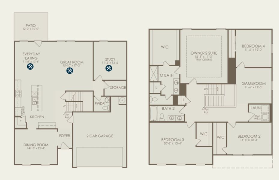 2D floor plan layout of this home in Monroe Preserve, Chapin, SC (Image 5).