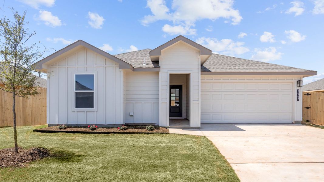 Representative exterior photo of a completed home built from the ASHBURN by D.R. Horton in Hampton Hills, Abilene, TX (Image 1).
