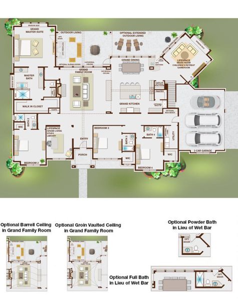 2D floor plan layout for the Grand Whitestone by Grand Homes in Kings Crossing, Parker, TX (Image 2).