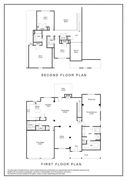 2D floor plan layout for the Christina - Homesites by Dream Finders Homes in Honey Creek, Conyers, GA (Image 5).