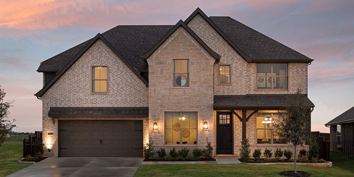 Elevation B with Stone | Concept 3135 at Mockingbird Hills in Joshua, TX by Landsea Homes