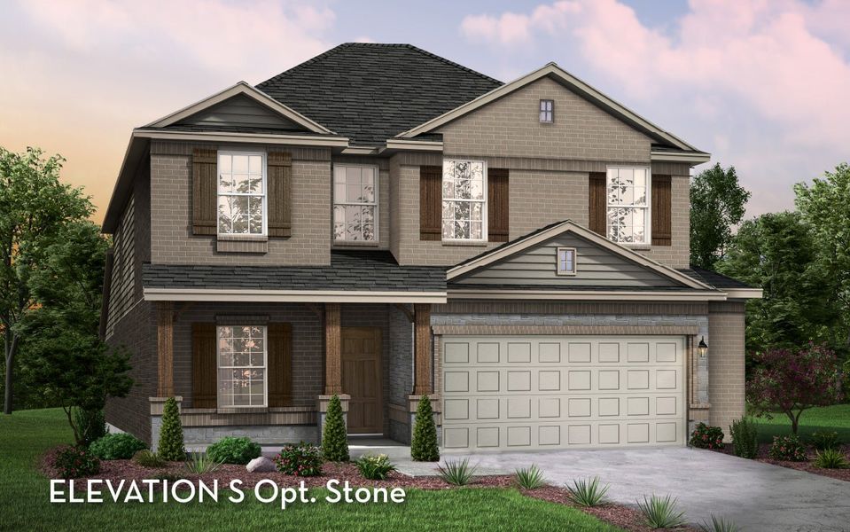 Representative exterior photo of a completed home built from the Trinity by CastleRock Communities in Sagebrook, Argyle, TX (Image 22). Representative exterior photo of a completed home built from the Trinity by CastleRock Communities in Sagebrook, Argyle, TX (Image 22).