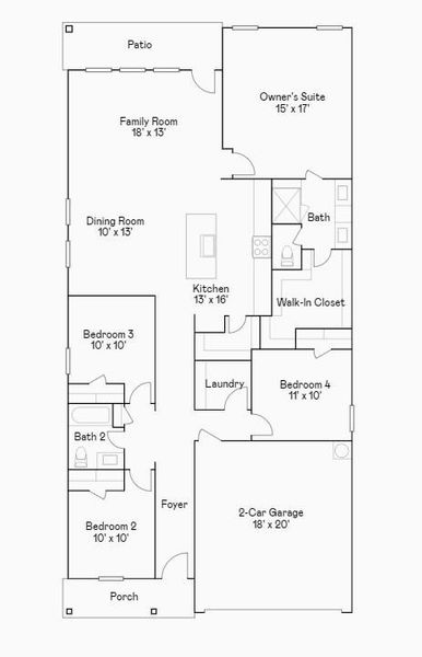 2D floor plan layout of this home in Sunterra Lakes, Brookshire, TX (Image 4).