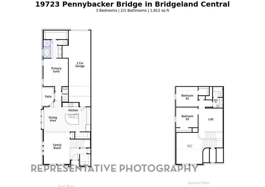 2D floor plan layout of this home in Bridgeland Central: The Villas, Cypress, TX (Image 2).