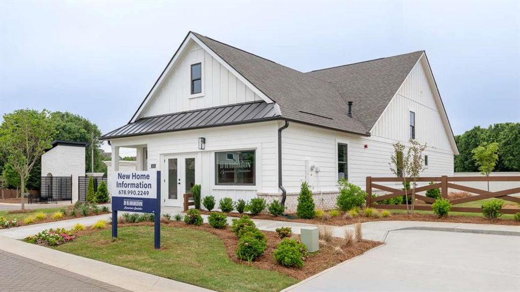 Front exterior of a new home in The Village at Sandy Plains, Marietta, GA, highlighting curb appeal (Image 2).