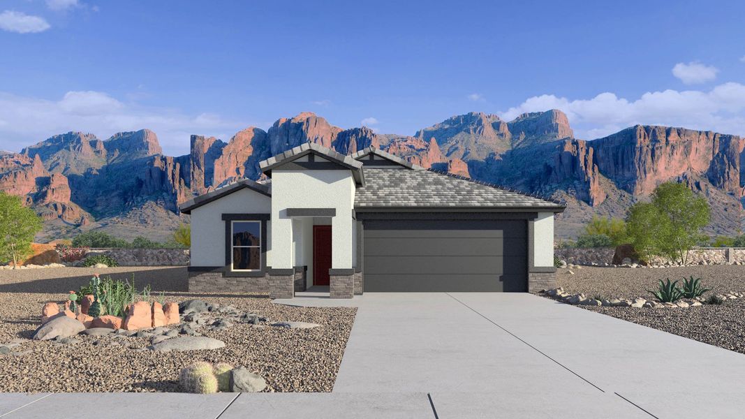 Representative exterior photo of a completed home built from the Hayden by D.R. Horton in Remington, Buckeye, AZ (Image 2). Representative exterior photo of a completed home built from the Hayden by D.R. Horton in Remington, Buckeye, AZ (Image 2).