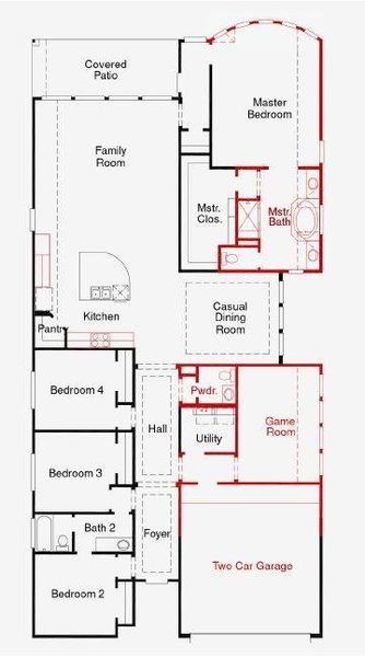 2D floor plan layout of this home in Valencia 50', Manvel, TX (Image 2). 2D floor plan layout of this home in Valencia 50', Manvel, TX (Image 2).