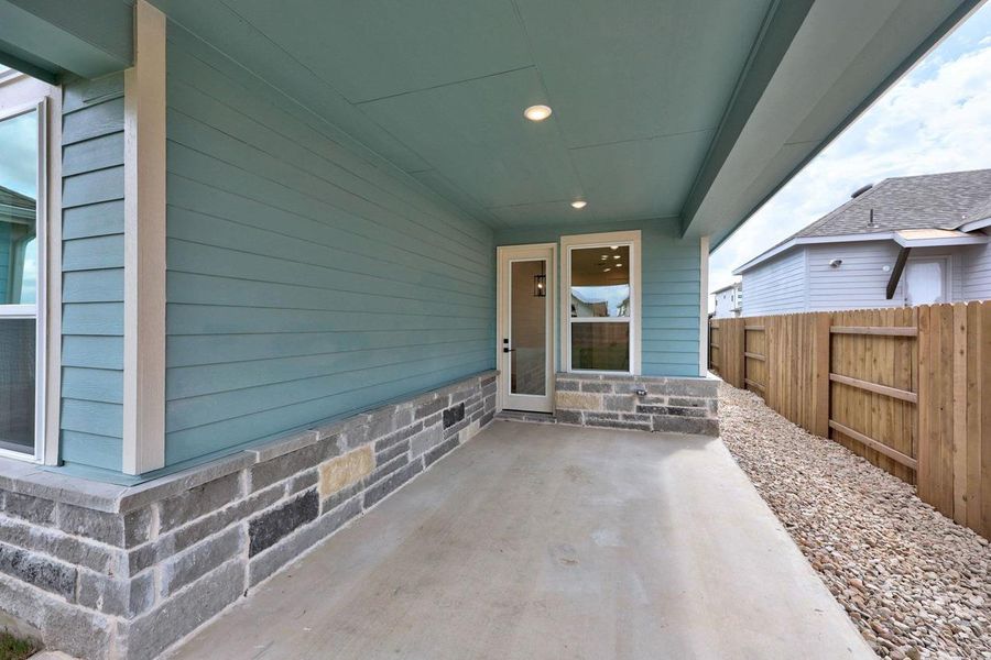 Exterior details and patio area of a home in Easton Park, Austin (Image 1).