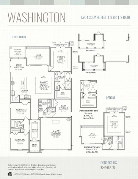 2D floor plan layout for the Washington by Riverside Homes in Mariposa at EverRange 50' Series, Jacksonville, FL (Image 5).
