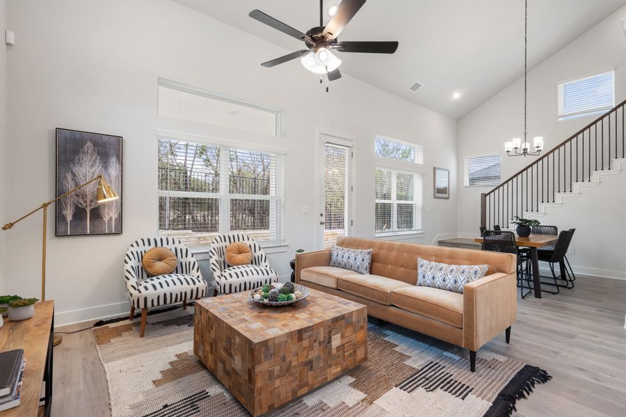 Furnished interior view inside a new home in Foxfield, Austin (Image 5). Furnished interior view inside a new home in Foxfield, Austin (Image 5).