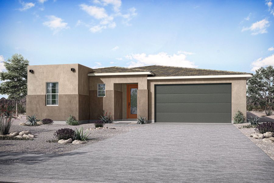 Representative exterior photo of a completed home built from the Dove by Mattamy Homes in Empire Pointe, Queen Creek, AZ (Image 1). Representative exterior photo of a completed home built from the Dove by Mattamy Homes in Empire Pointe, Queen Creek, AZ (Image 1).