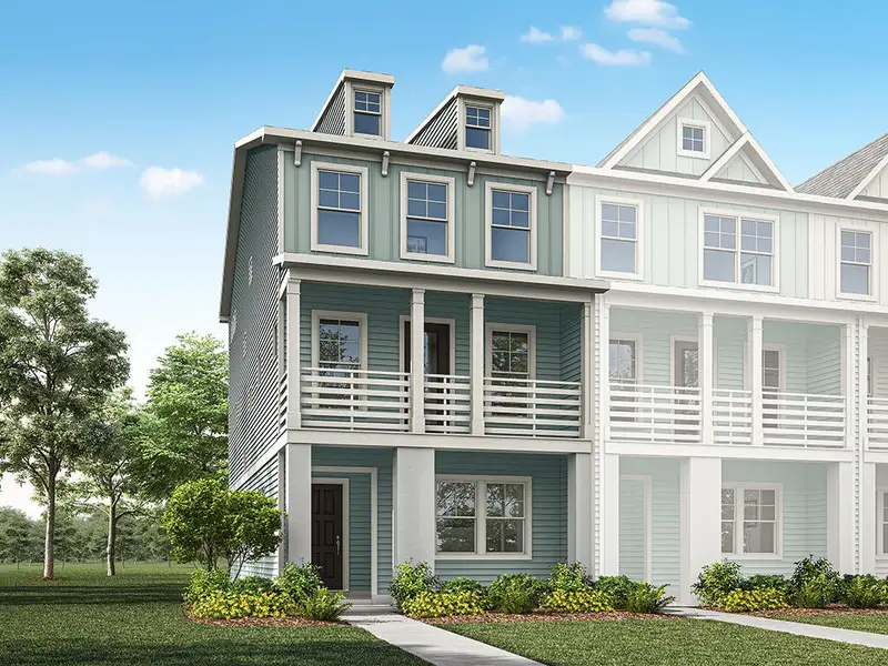 Front exterior of a new home in New Riverside Village, Bluffton, SC, highlighting curb appeal (Image 1). Front exterior of a new home in New Riverside Village, Bluffton, SC, highlighting curb appeal (Image 1).