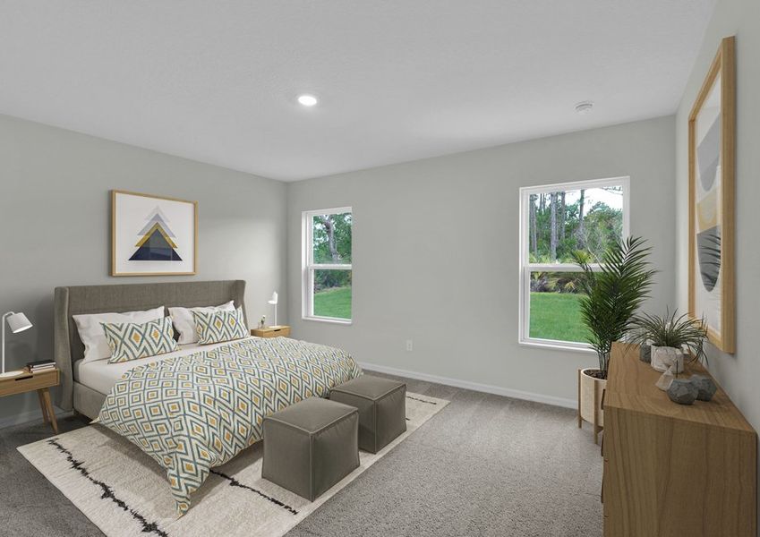 Rest and relaxation await in the master bedroom