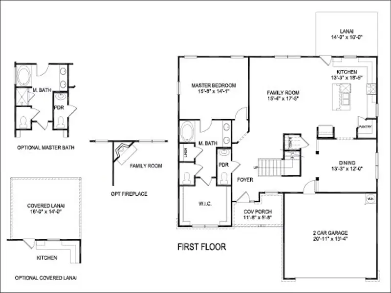 2D floor plan layout for the 3119 by Adams Homes in Hidden Pines, Cameron, NC (Image 3).