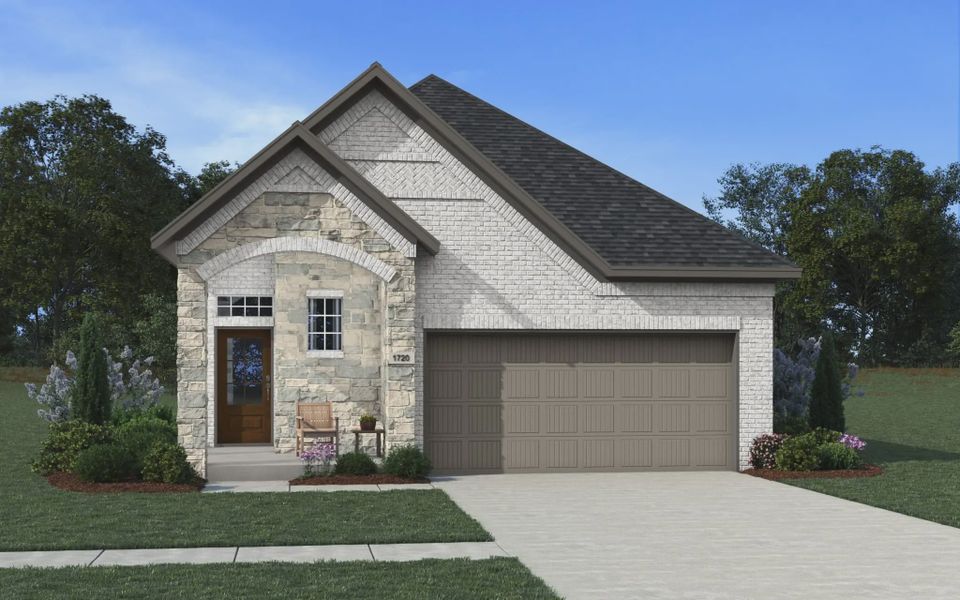 Front exterior of a new home in Sunterra, Katy, TX, highlighting curb appeal (Image 13).
