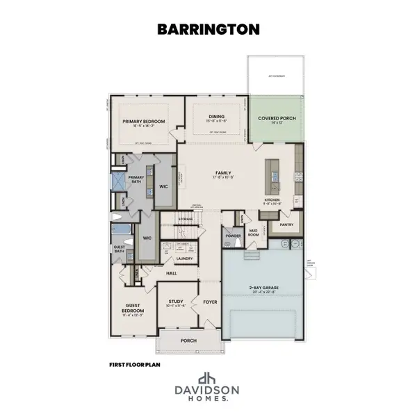2D floor plan layout for the The Barrington by Davidson Homes LLC in Addison West, Apex, NC (Image 3).