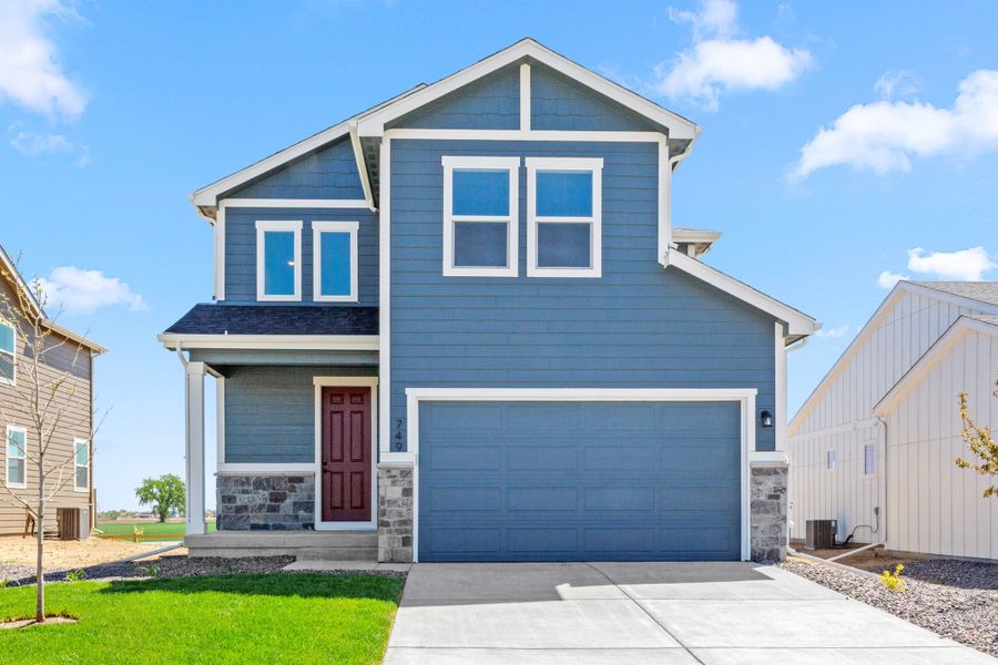 Representative exterior photo of a completed home built from the Bloom Series - Sunflower by Brightland Homes in Granary, Johnstown, CO (Image 25). Representative exterior photo of a completed home built from the Bloom Series - Sunflower by Brightland Homes in Granary, Johnstown, CO (Image 25).
