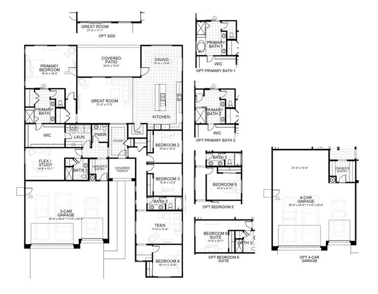 2D floor plan layout for the 3343 by Homes by Towne in Salero, Laveen, AZ (Image 3).