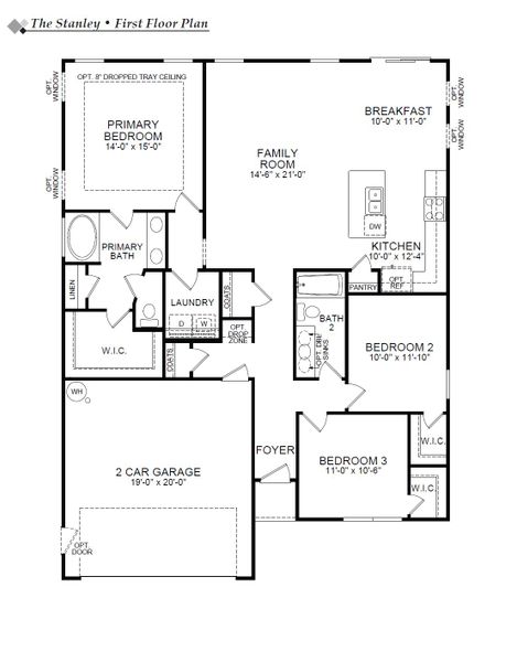 2D floor plan layout for the Stanley by Eastwood Homes in Oakley Pointe, Moncks Corner, SC (Image 3). 2D floor plan layout for the Stanley by Eastwood Homes in Oakley Pointe, Moncks Corner, SC (Image 3).