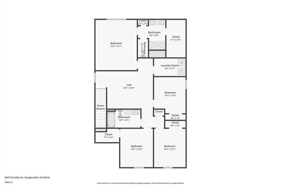 2D floor plan layout of this home in Ashley Falls, Douglasville, GA (Image 4).