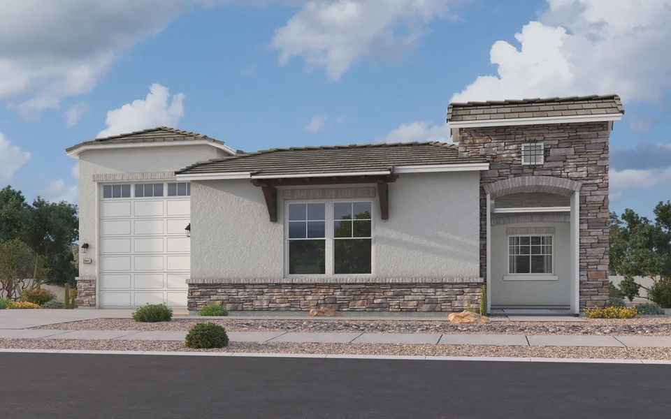 Representative exterior photo of a completed home built from the Barnfield by Elliott Homes in Valencia at Granite Vista, Waddell, AZ (Image 25). Representative exterior photo of a completed home built from the Barnfield by Elliott Homes in Valencia at Granite Vista, Waddell, AZ (Image 25).