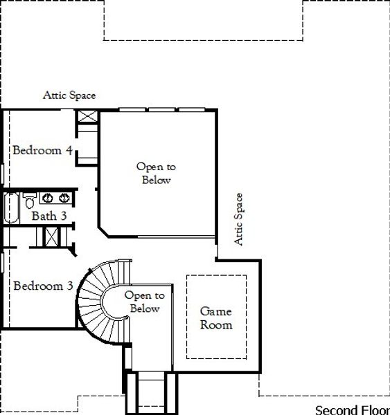 2D floor plan layout for the Ames by Coventry Homes in Parkside on the River, Georgetown, TX (Image 4).
