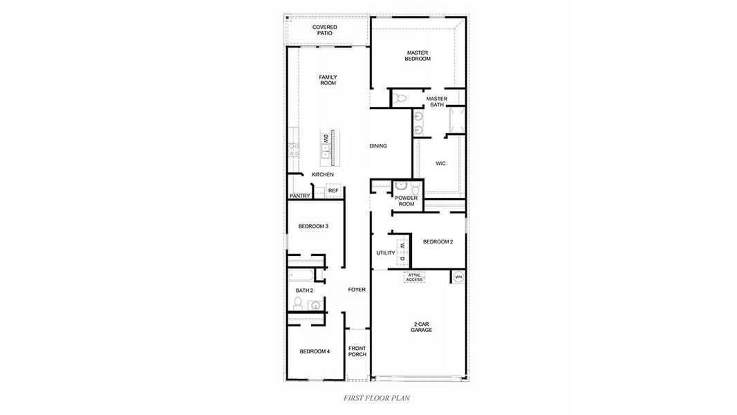 2D floor plan layout for the HARRIS by D.R. Horton in Westward Pointe, Sealy, TX (Image 4).