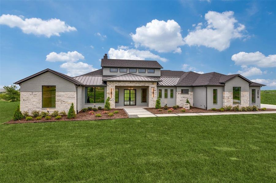 Front exterior of a new home in , Aledo, TX, highlighting curb appeal (Image 2). Front exterior of a new home in , Aledo, TX, highlighting curb appeal (Image 2).
