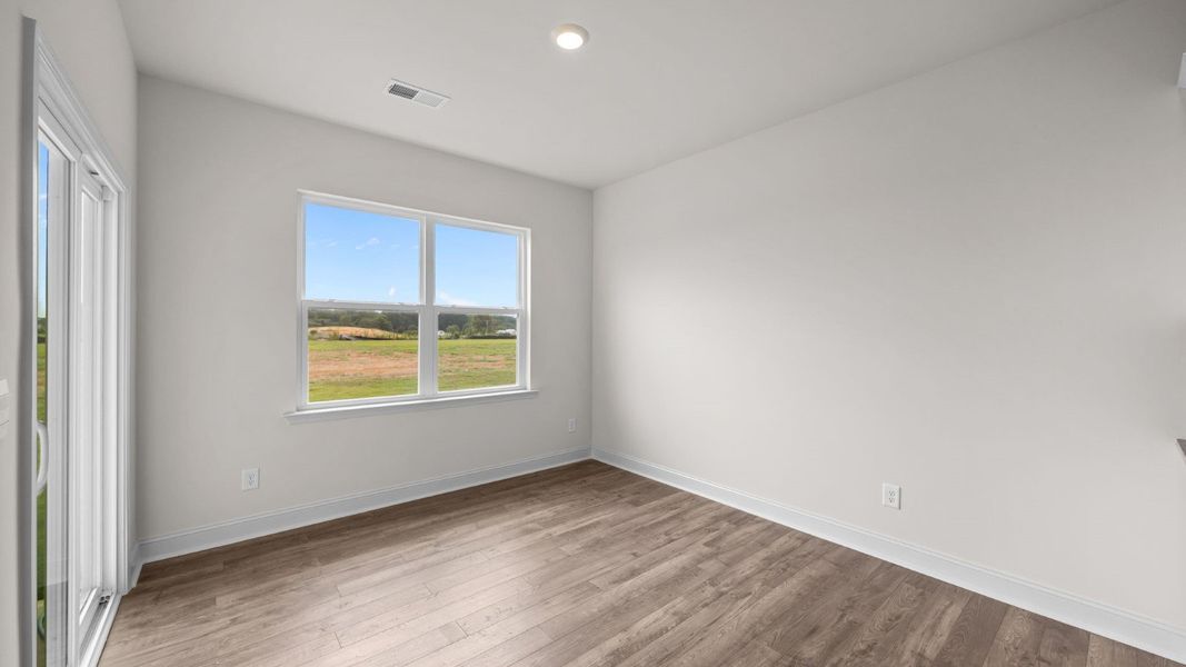 Representative unfurnished interior of a home built from the Booth by D.R. Horton in Villa Grande, Winterville (Image 18). Representative unfurnished interior of a home built from the Booth by D.R. Horton in Villa Grande, Winterville (Image 18).