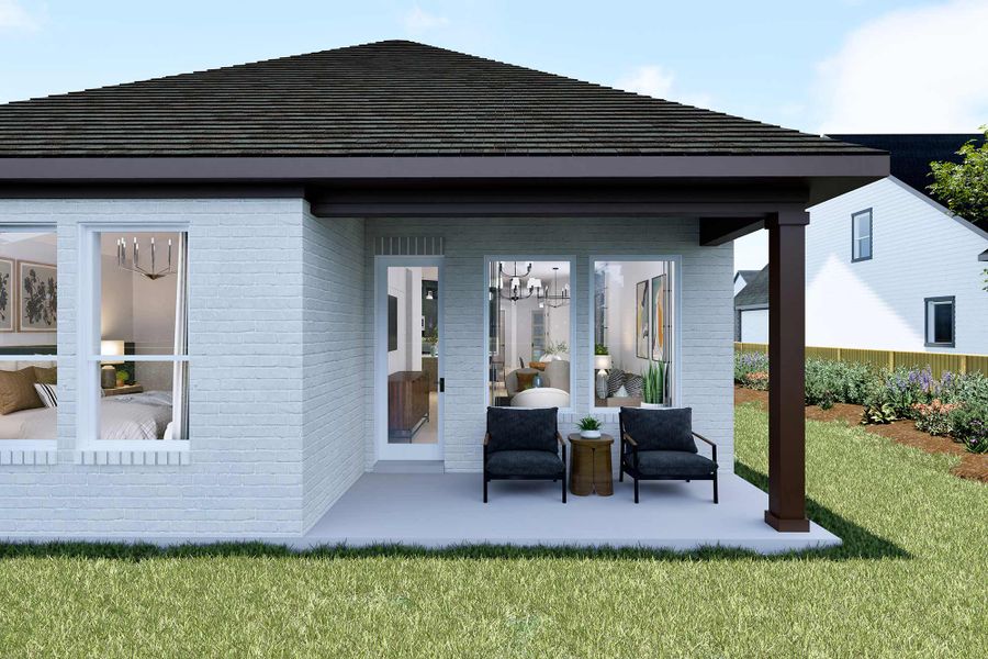 Representative exterior details of a home built from the The Katy by David Weekley Homes in The Grand Prairie - Meadow Collection, Hockley (Image 3).