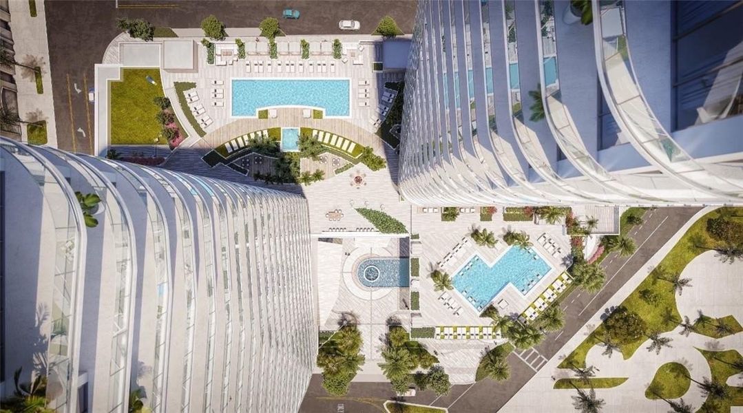 Birds Eye View of Amenity Deck