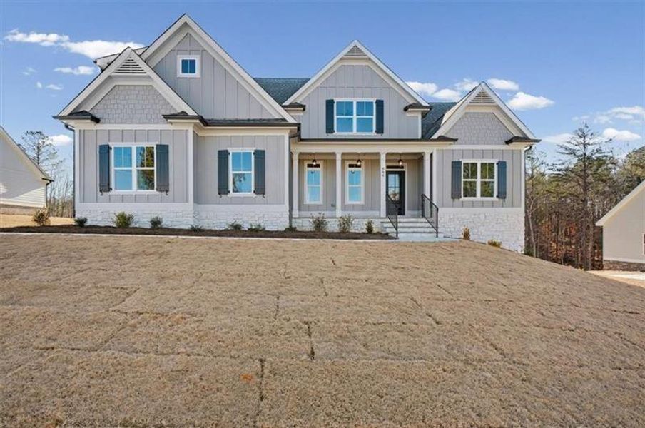 Front exterior of a new home in , Waleska, GA, highlighting curb appeal (Image 21).