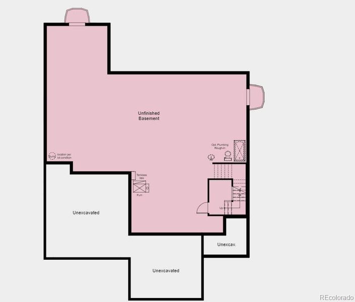 Structural options include: Bedroom with bath on first floor,  8'x12' sliding glass door; center-meet sliders, modern 42" fireplace at gathering room, owner's bath configuration 5 (shower & freestanding tub), and unfinished basement.