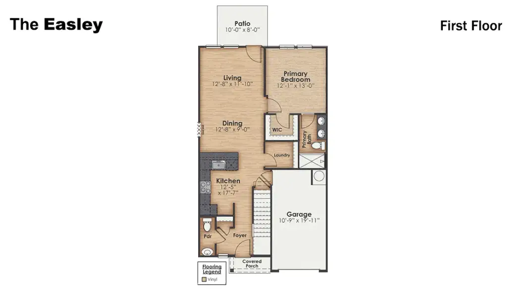 2D floor plan layout of this home in The Townes at Cedar Hill Landing, Navassa, NC (Image 4).