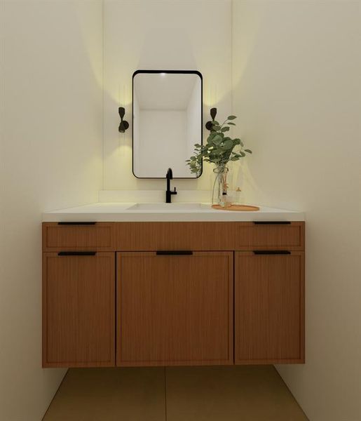 Bathroom featuring vanity