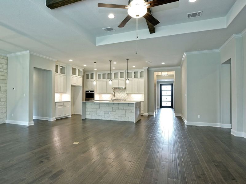 Representative unfurnished interior of a home built from the Madera II by Giddens Homes in Scofield Farms Estates, Georgetown (Image 373).