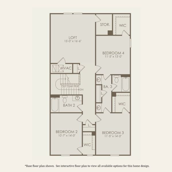 2D floor plan layout for the Braddock by Pulte Homes in Fishers Wood, Columbia, SC (Image 4).