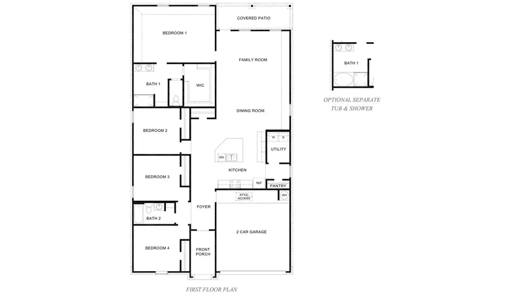 2D floor plan layout of this home in Caldwell Crossing, Iowa Colony, TX (Image 2).