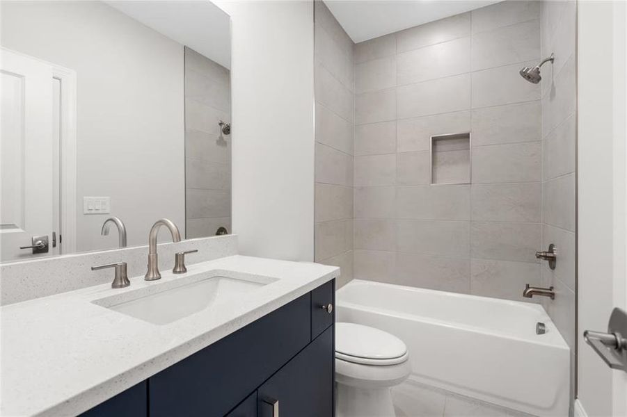 Furnished interior view inside a new home in Waterside Single Family, Peachtree Corners (Image 9). Furnished interior view inside a new home in Waterside Single Family, Peachtree Corners (Image 9).