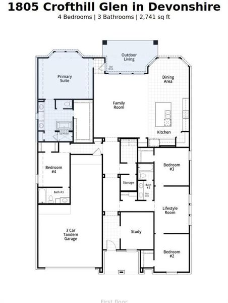2D floor plan layout of this home in Devonshire, Forney, TX (Image 3).