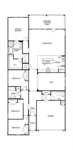 This floor plan features 4 bedrooms, 2 full baths, and over 2,400 square feet of living space.