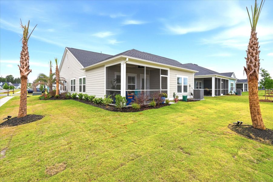 Exterior details and patio area of a home in Horizons at Carnes Crossroads | 55+, Summerville (Image 23).