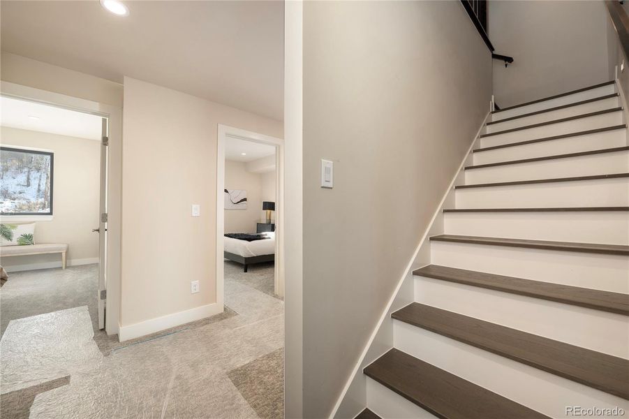 Head downstairs to lower level rec room